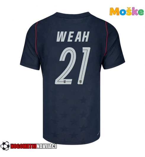 Moške Nogometnih dresov Združene države Timothy Weah #21 Gostujoči SP 2026 Kratki rokavi Moške Nogometnih dresov Združene države Timothy Weah #21 Gostujoči SP 2026 Kratki rokavi